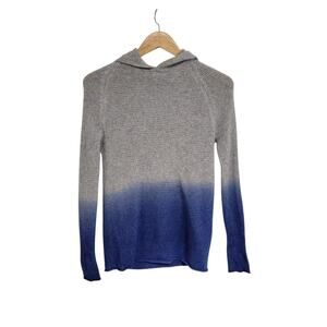 Kokun Blue Gray Ombre Cashmere Hooded Pullover Sweater Size Medium